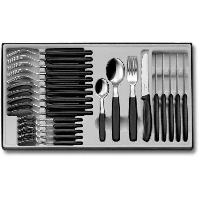 Victorinox Swiss Classic 24-Piece Flatware Set Black Tomato Knife Servi